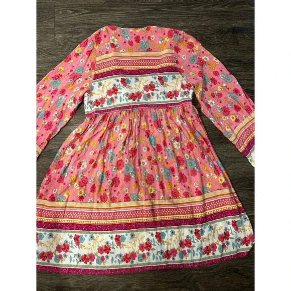 Floral‎ Mini Boho Flowy Dress With Tassels Size M - Picture 6 of 6